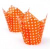 Форма бум.Тюльпан 5*8см оран. в бел. горошек 180шт